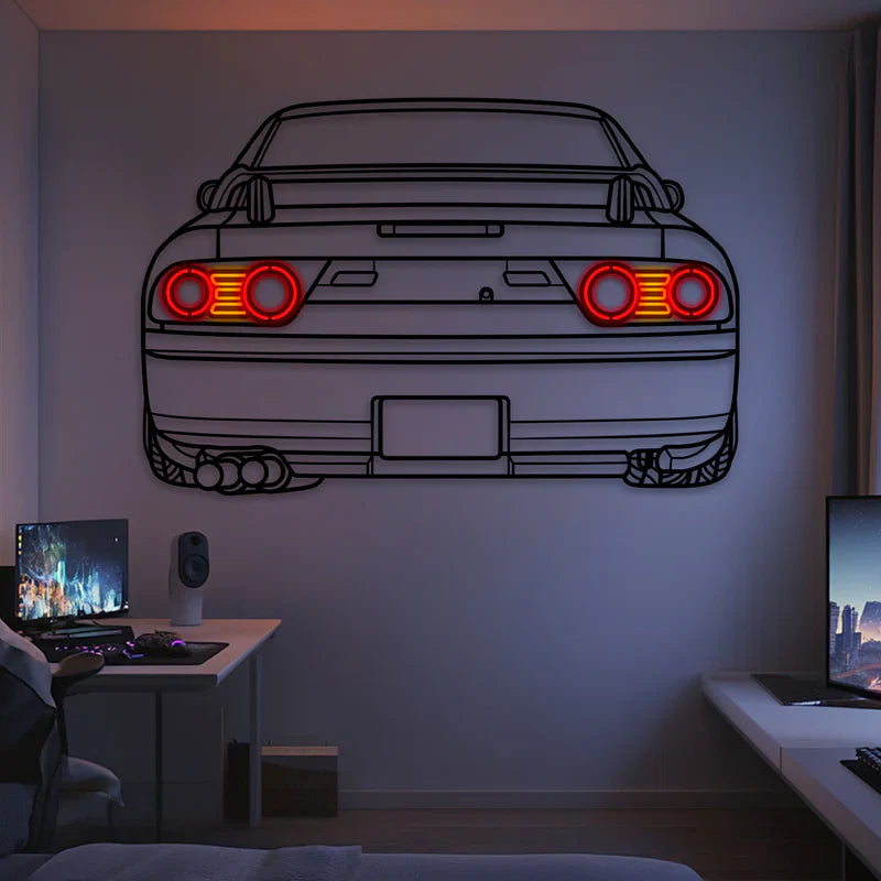 1997 180SX Back View Metal Neon Car Wall Art