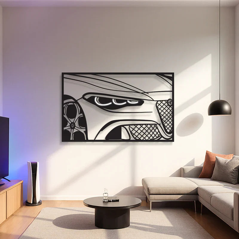 2025 Quadrifoglio Apex Front View Metal Neon Frame Wall Art