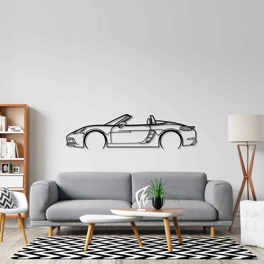718 Boxster GTS Detailed Silhouette Metal Wall Art
