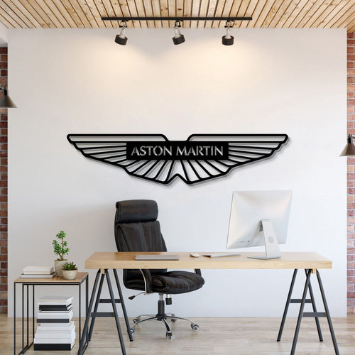 Aston Martin Logo (Filled) — Handcrafted Metal Emblem with Licensed Model Car