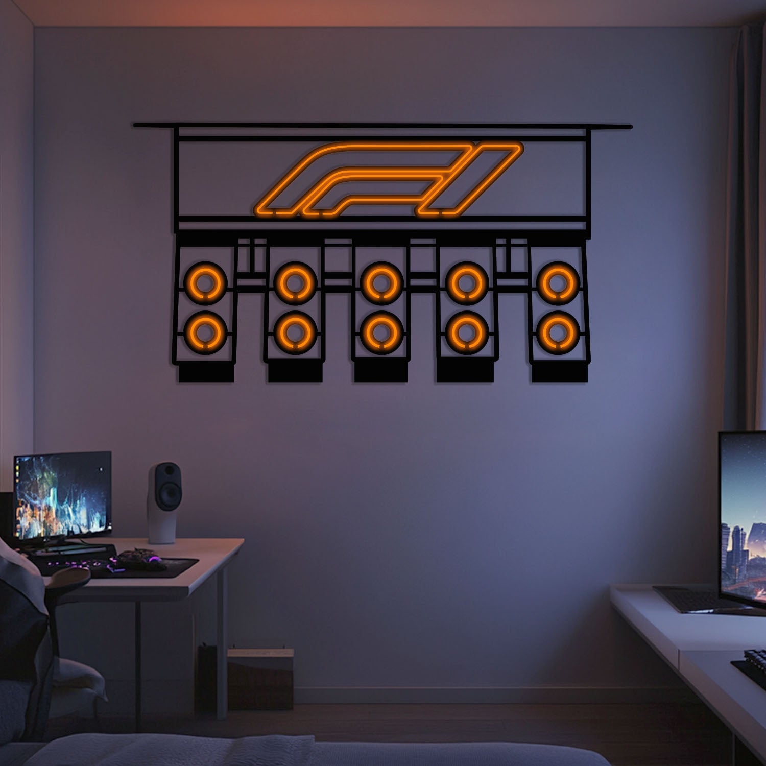 Iconic Formula 1 Lights Metal Neon Wall Art - MTN0280