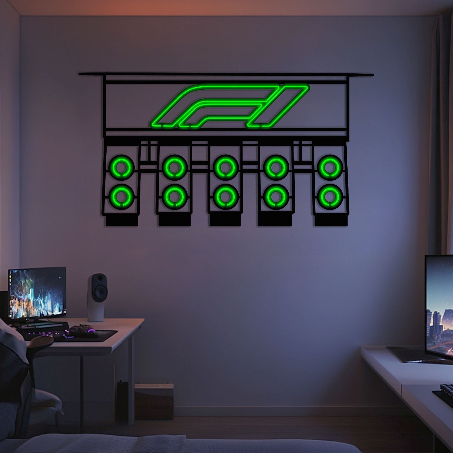 Iconic Formula 1 Lights Metal Neon Wall Art - MTN0280