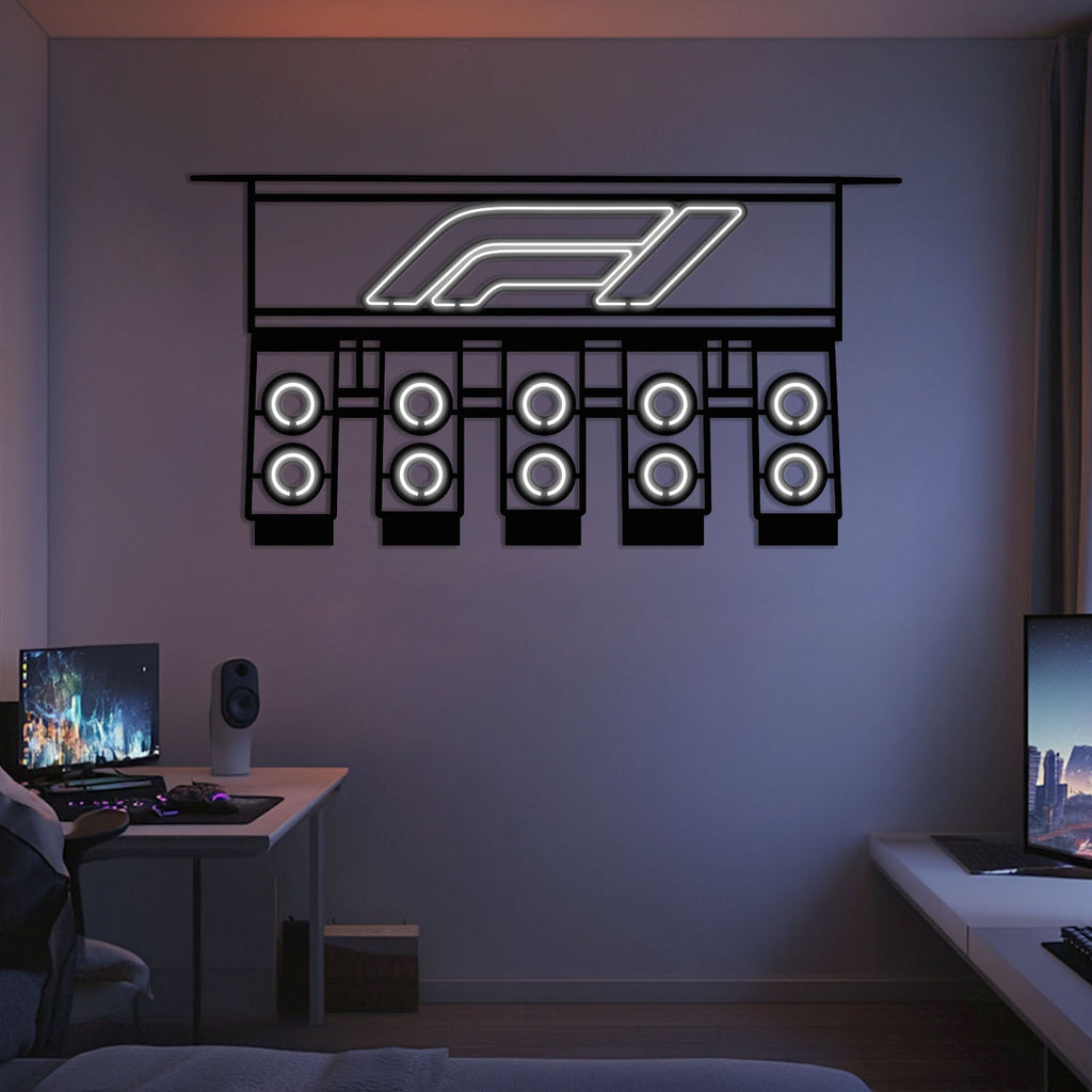 Iconic Formula 1 Lights Metal Neon Wall Art - MTN0280