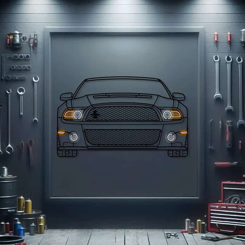 2012 Mustang Shelby GT500 Front View Metal Neon Car Wall Art