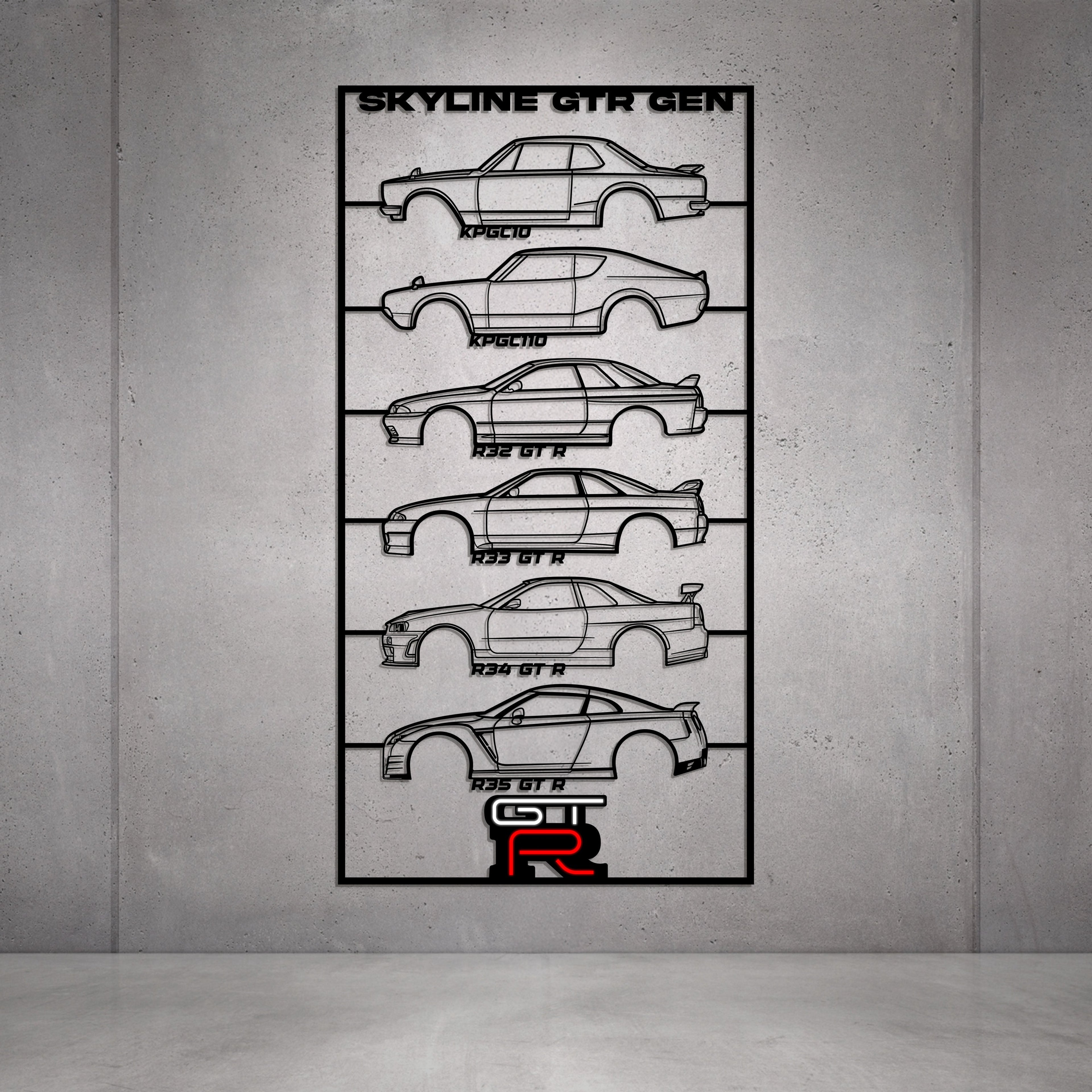 GTR Gen's Metal Neon Car Wall Art - MTN0275