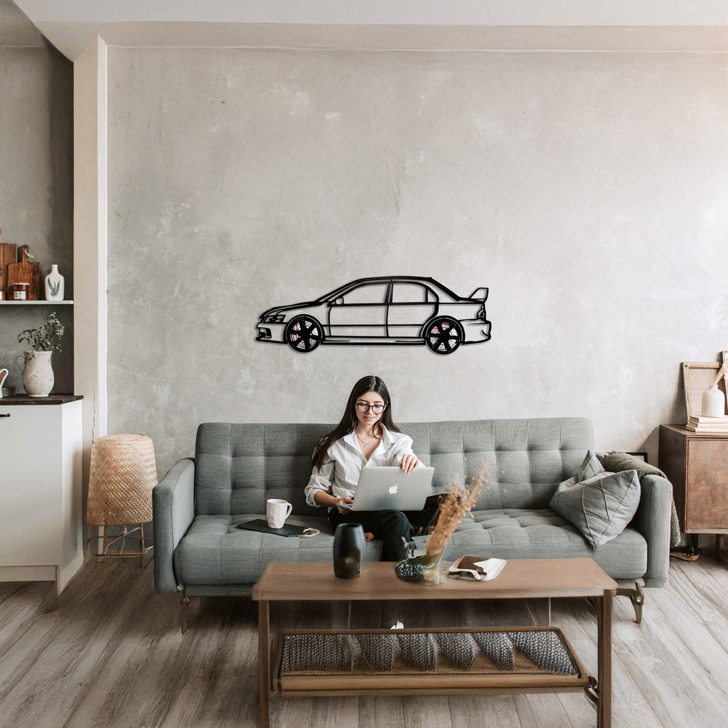 2006 Lancer Evo Metal Wall Art – JDM Steel with Spinning Wheels-KAFMEKA003
