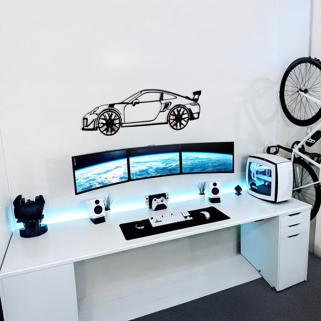 2019 911 GT2 RS Wall Art – Steel Cut with Spinning Wheels-KAFMEKA006