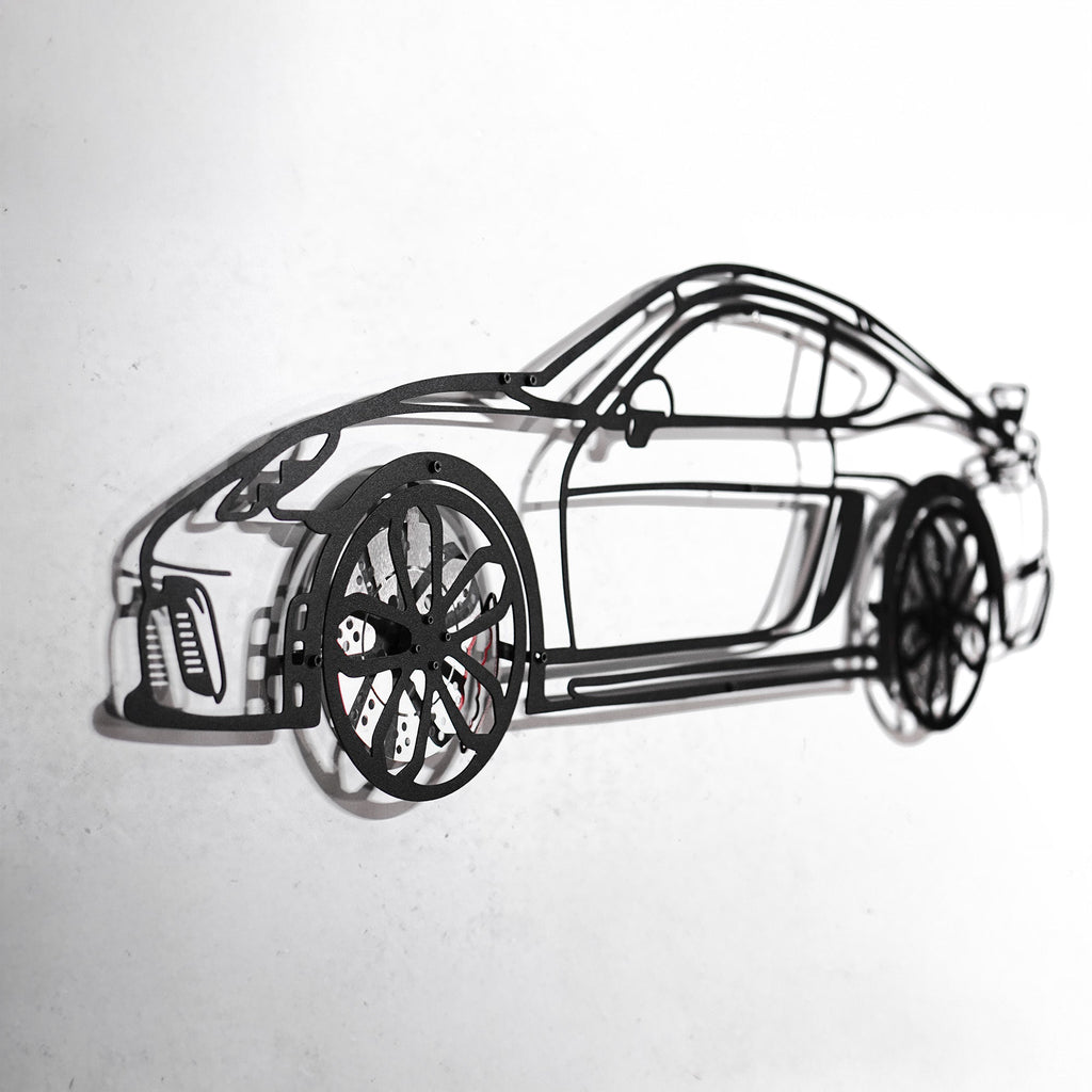 2020 Cayman GT4 Wall Art – Steel Silhouette with Spinning Wheels-KAFMEKA007