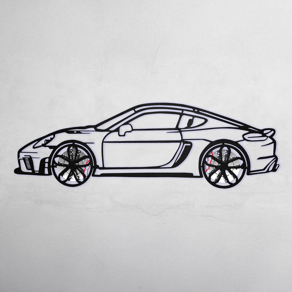Porsche 718 Cayman GT4 (2022) — Spinning Wheels Metal Wall Art