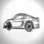 2022 Cayman 718 GT4 Wall Art – Steel Cut with Spinning Wheels-KAFMEKA008