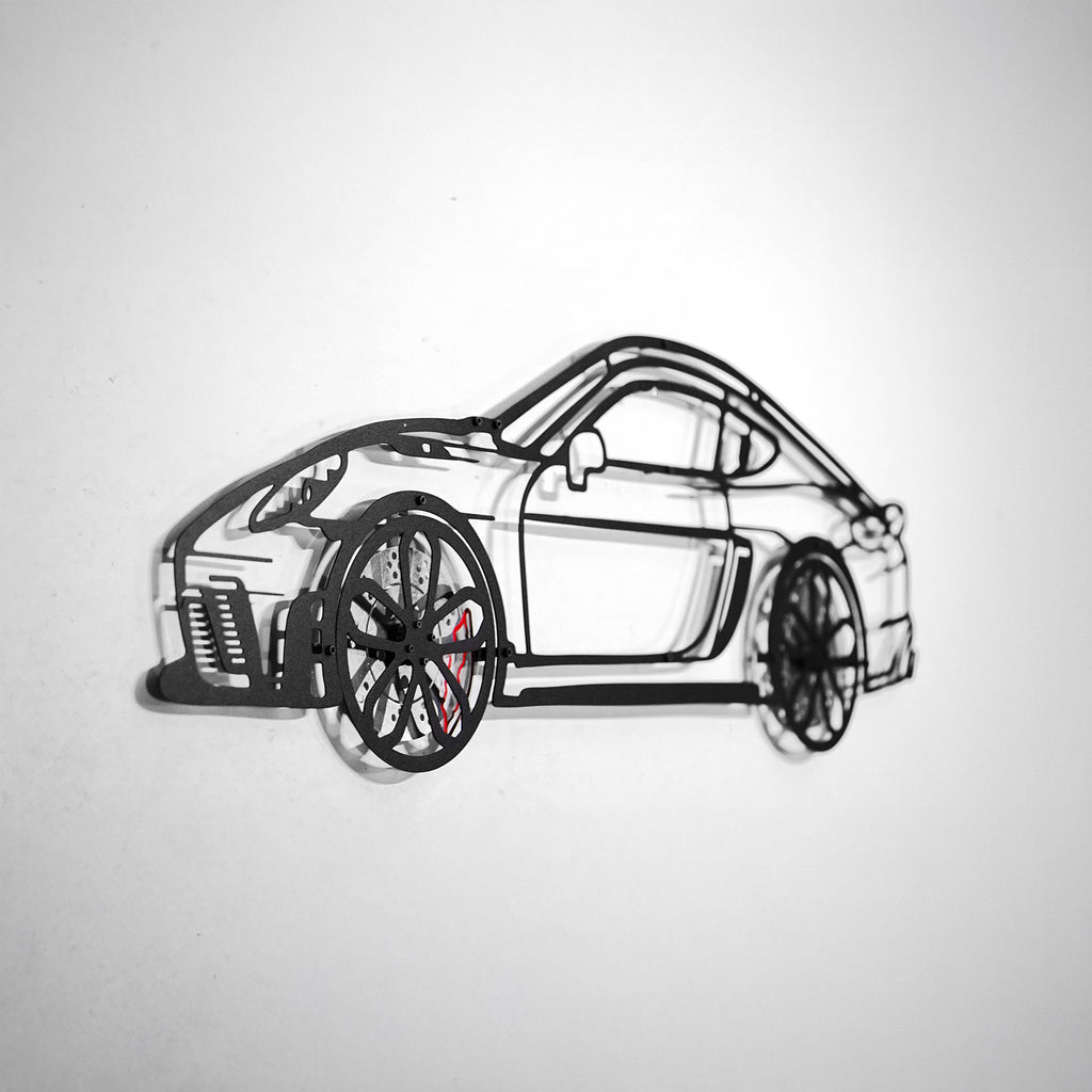 2022 Cayman 718 GT4 Wall Art – Steel Cut with Spinning Wheels-KAFMEKA008