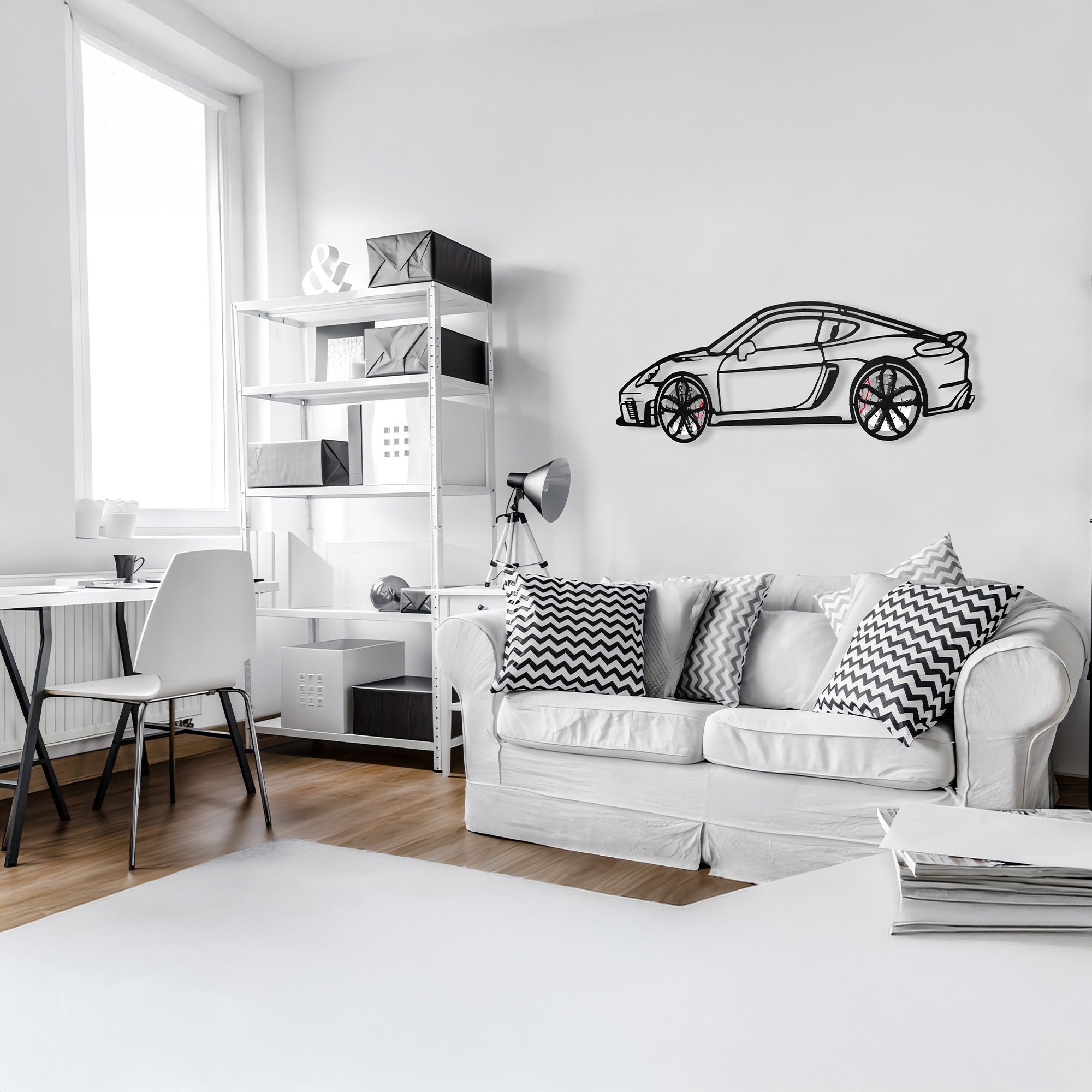 2022 Cayman 718 GT4 Wall Art – Steel Cut with Spinning Wheels-KAFMEKA008