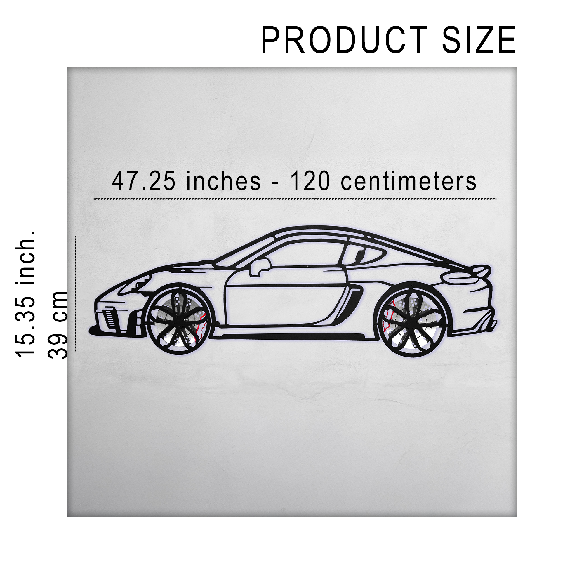 2022 Cayman 718 GT4 Wall Art – Steel Cut with Spinning Wheels-KAFMEKA008
