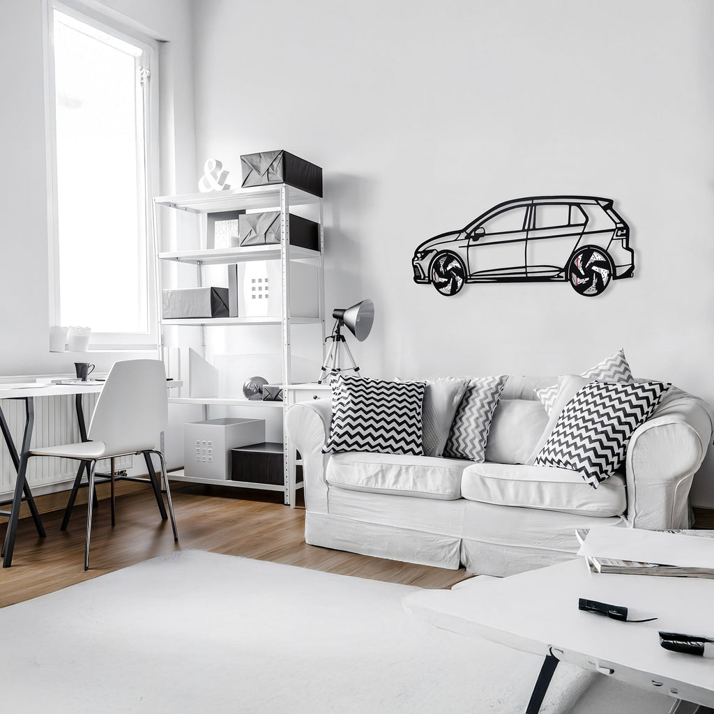 2022 Golf GTI Wall Art – Steel Silhouette with Spinning Wheels-KAFMEKA010