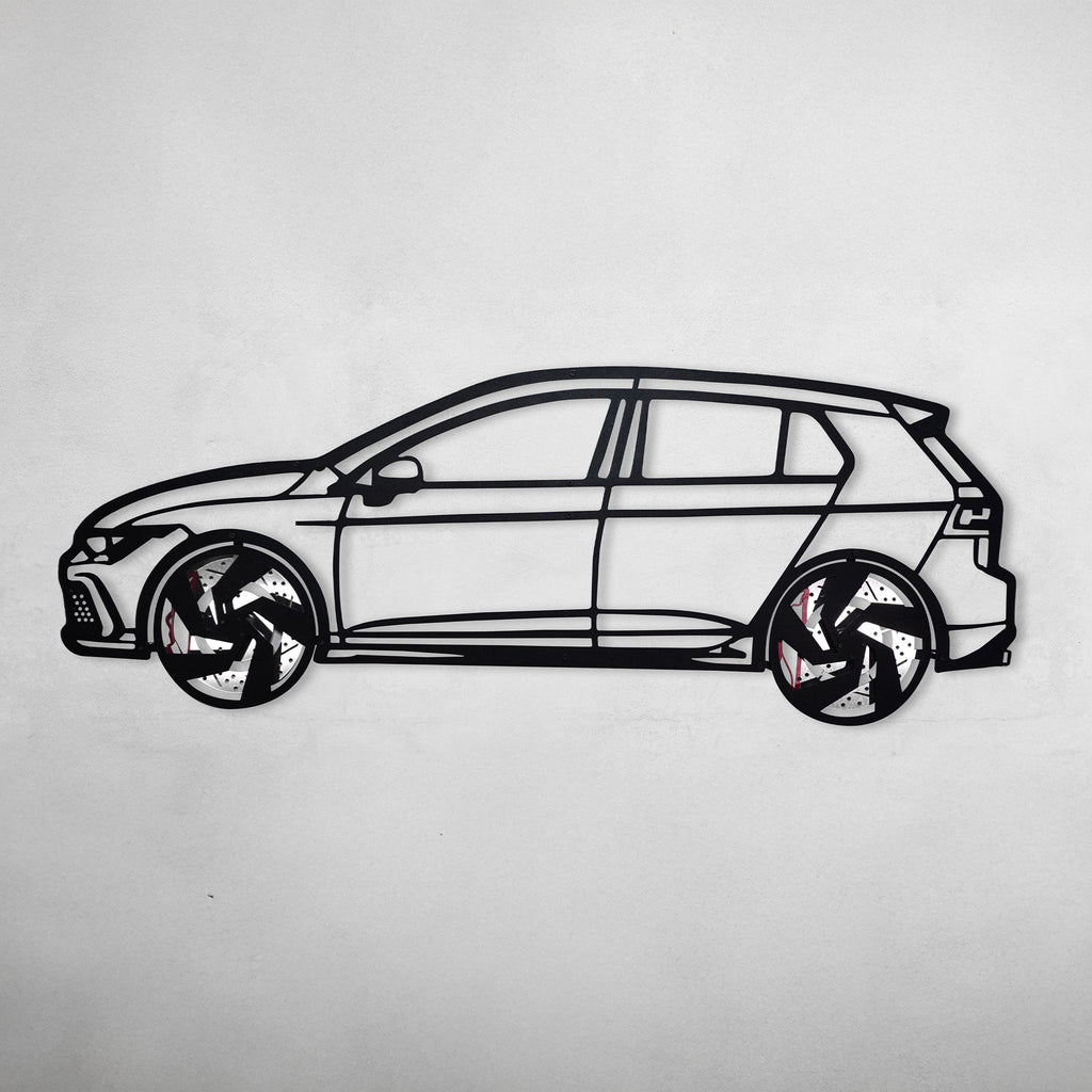 2022 Golf GTI Wall Art – Steel Silhouette with Spinning Wheels-KAFMEKA010