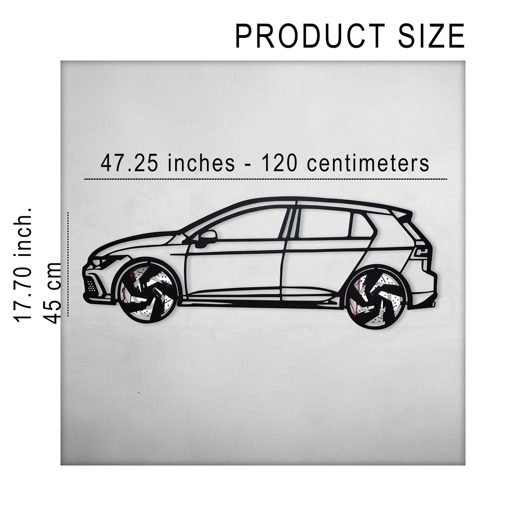 2022 Golf GTI Wall Art – Steel Silhouette with Spinning Wheels-KAFMEKA010