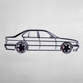 E34 M5 Wall Art – Classic Steel Silhouette with Spinning Wheels-KAFMEKA014