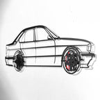 E34 M5 Wall Art – Classic Steel Silhouette with Spinning Wheels-KAFMEKA014