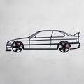 E36 M3 Wall Art – Classic Steel Silhouette with Spinning Wheels-KAFMEKA015