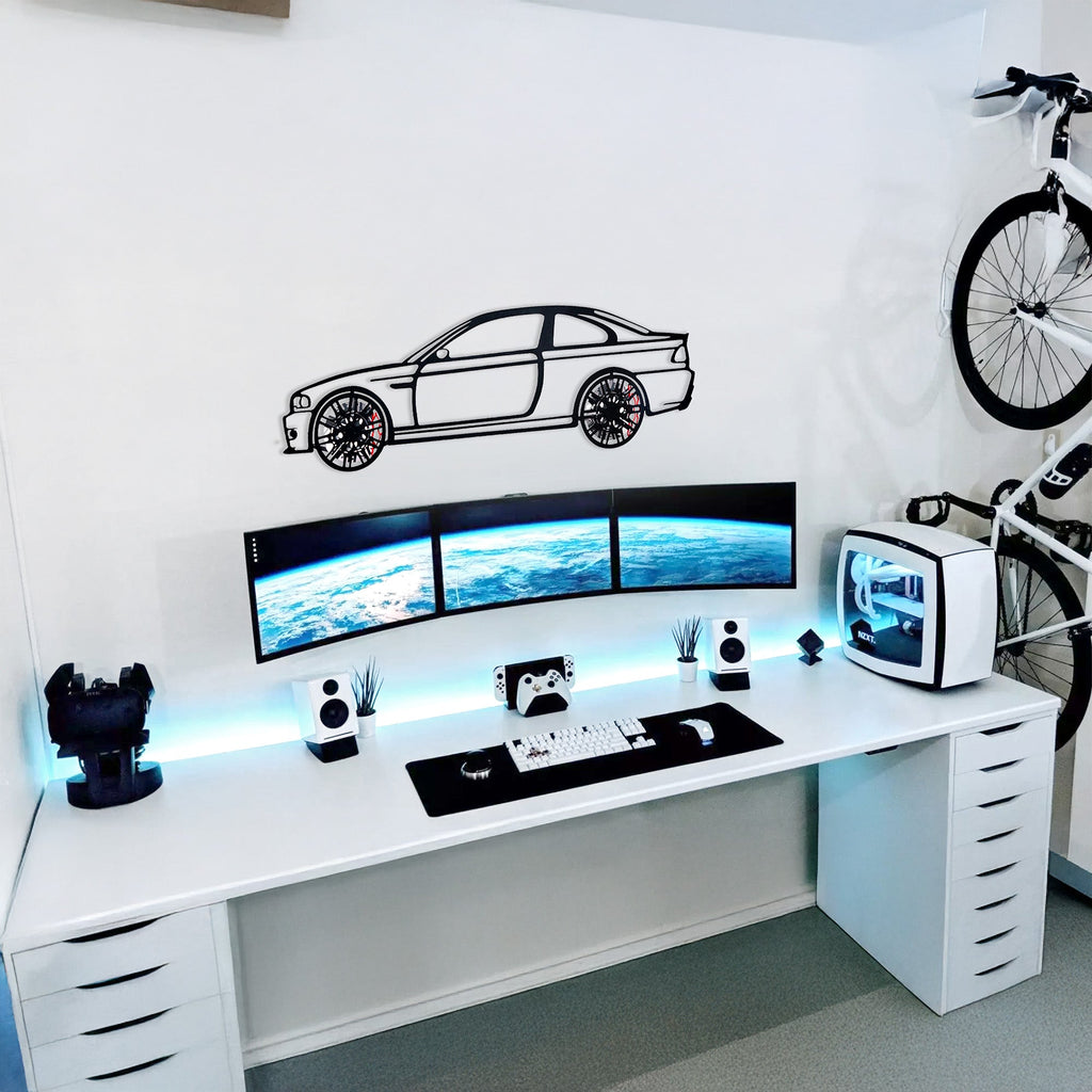 E46 M3 Wall Art – Steel Silhouette with Spinning Wheels-KAFMEKA016