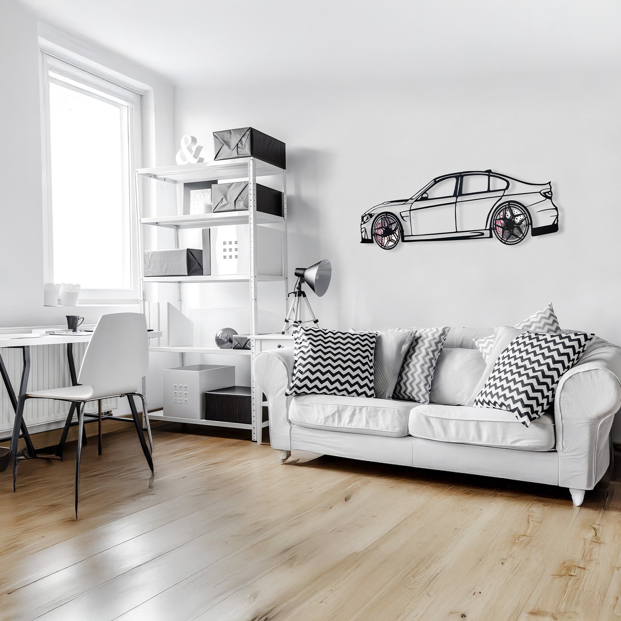 M3 F80 Wall Art – F80 Steel Silhouette with Spinning Wheels-KAFMEKA017