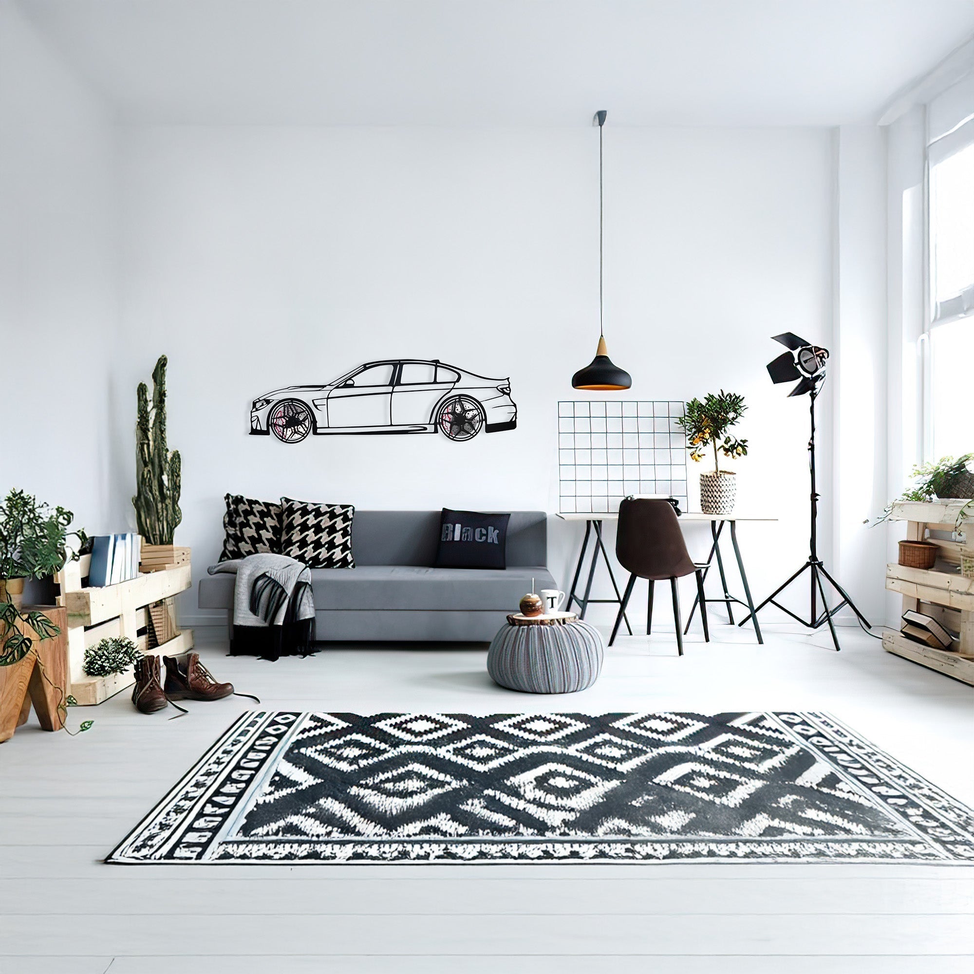 M3 F80 Wall Art – F80 Steel Silhouette with Spinning Wheels-KAFMEKA017