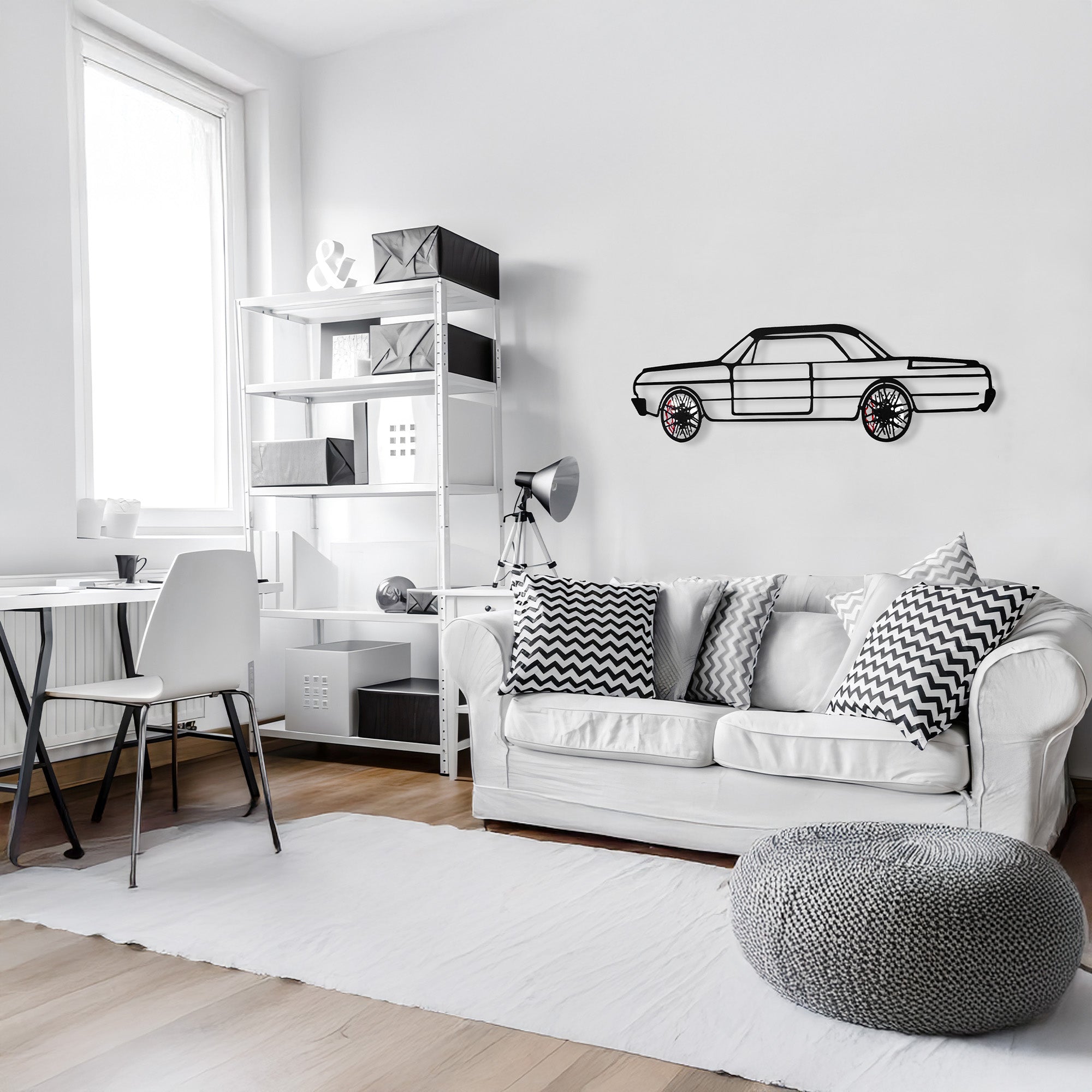 Impala Wall Art – Classic Steel Silhouette with Spinning Wheels-KAFMEKA019
