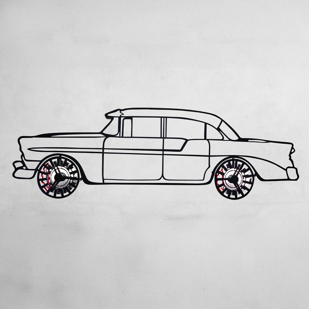 1956 Bel Air Wall Art – Classic Steel Silhouette with Spinning Wheels-KAFMEKA020