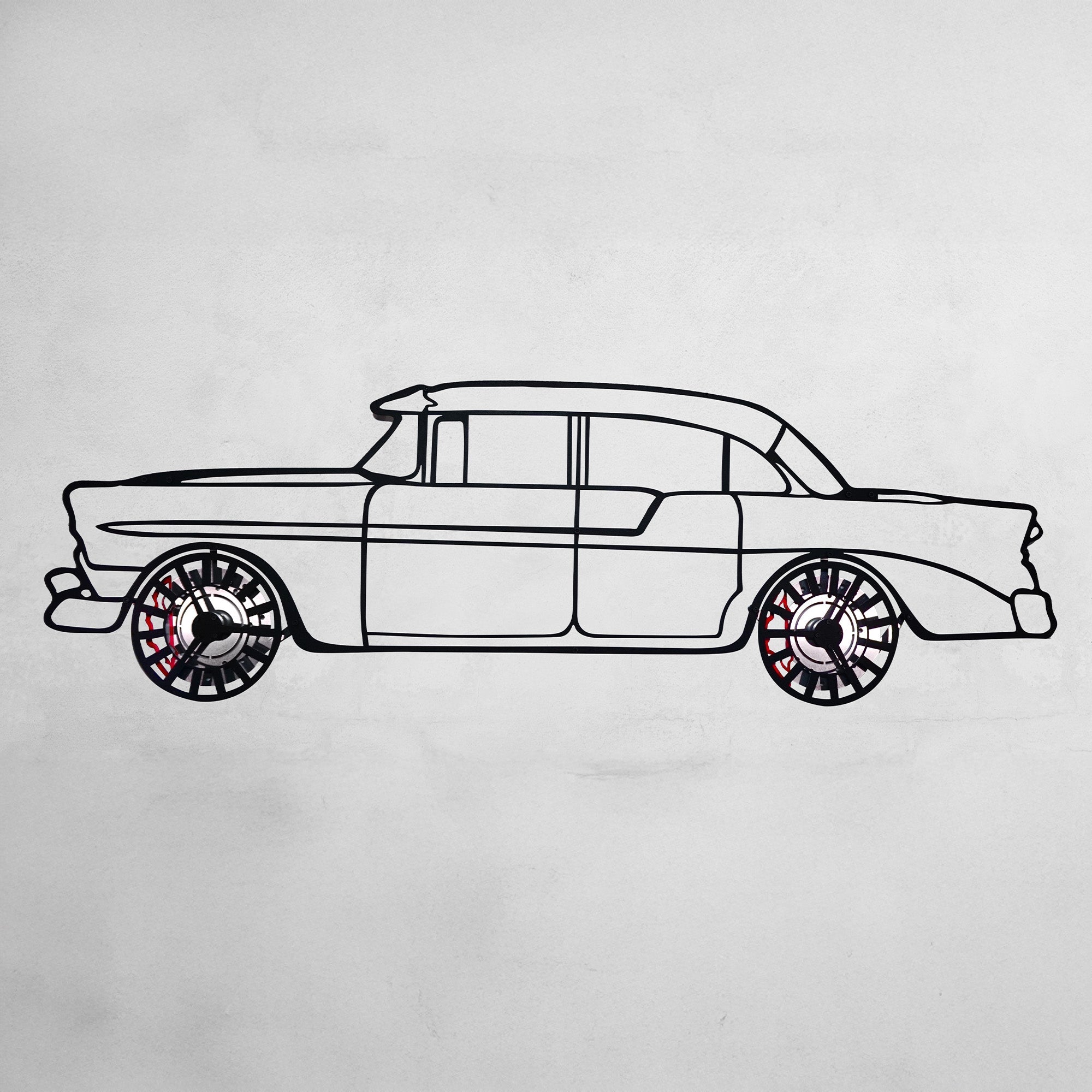 1956 Bel Air Wall Art – Classic Steel Silhouette with Spinning Wheels-KAFMEKA020