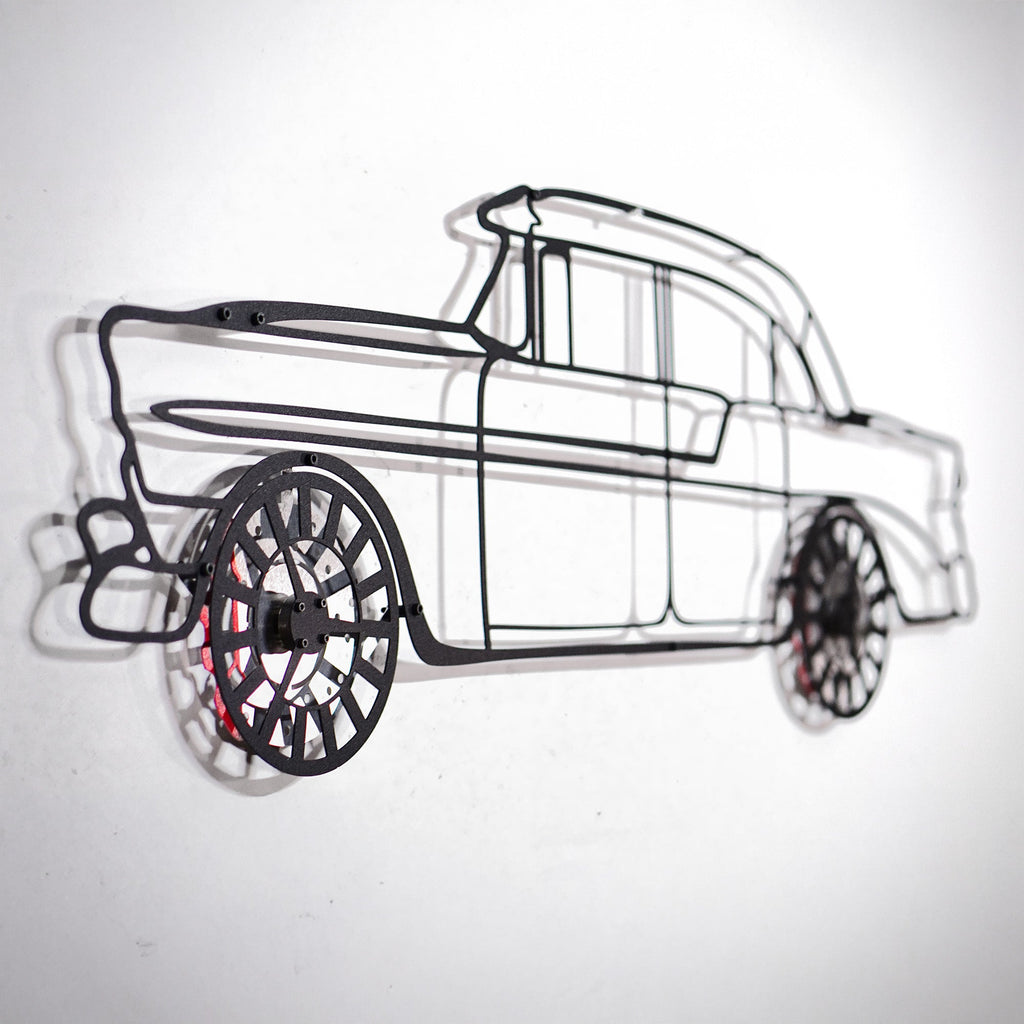 1956 Bel Air Wall Art – Classic Steel Silhouette with Spinning Wheels-KAFMEKA020