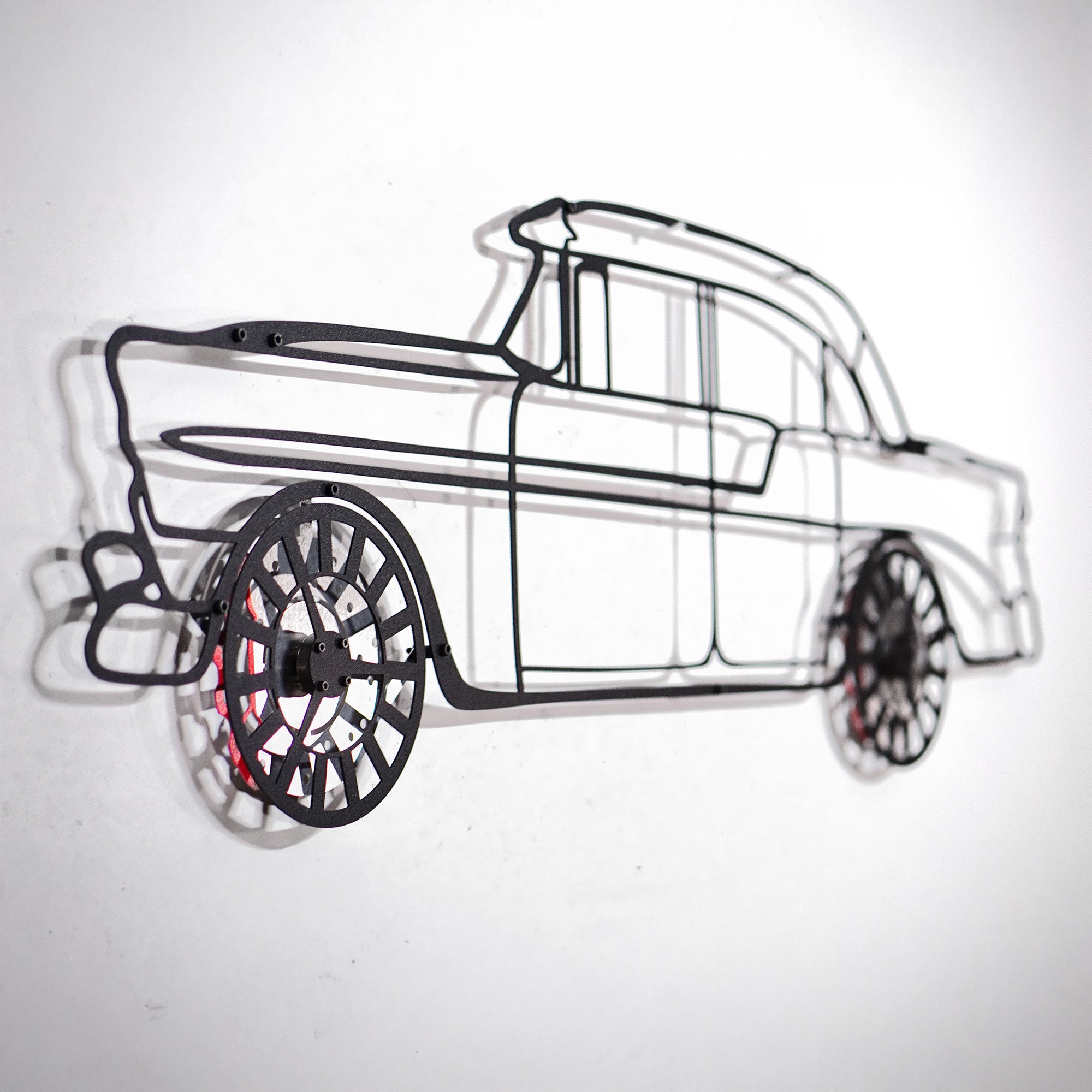1956 Bel Air Wall Art – Classic Steel Silhouette with Spinning Wheels-KAFMEKA020