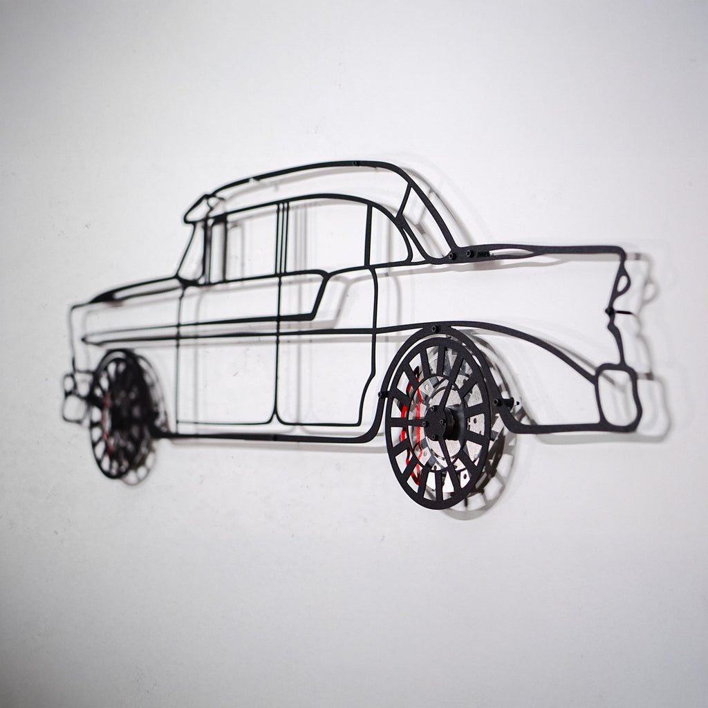 1956 Bel Air Wall Art – Classic Steel Silhouette with Spinning Wheels-KAFMEKA020