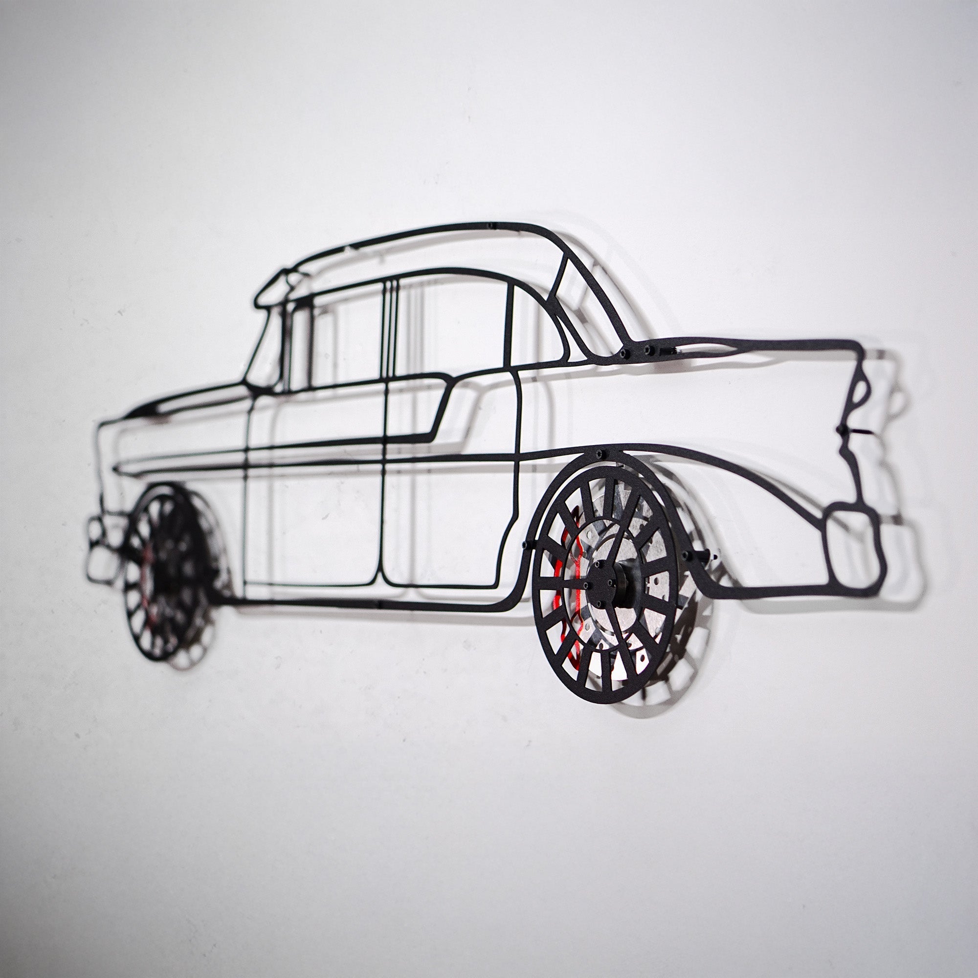 1956 Bel Air Wall Art – Classic Steel Silhouette with Spinning Wheels-KAFMEKA020