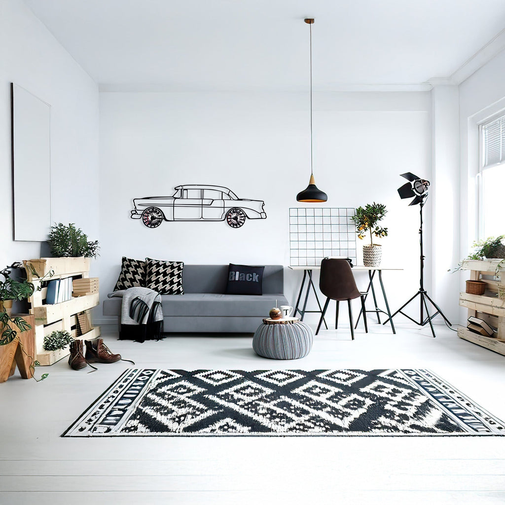 1956 Bel Air Wall Art – Classic Steel Silhouette with Spinning Wheels-KAFMEKA020