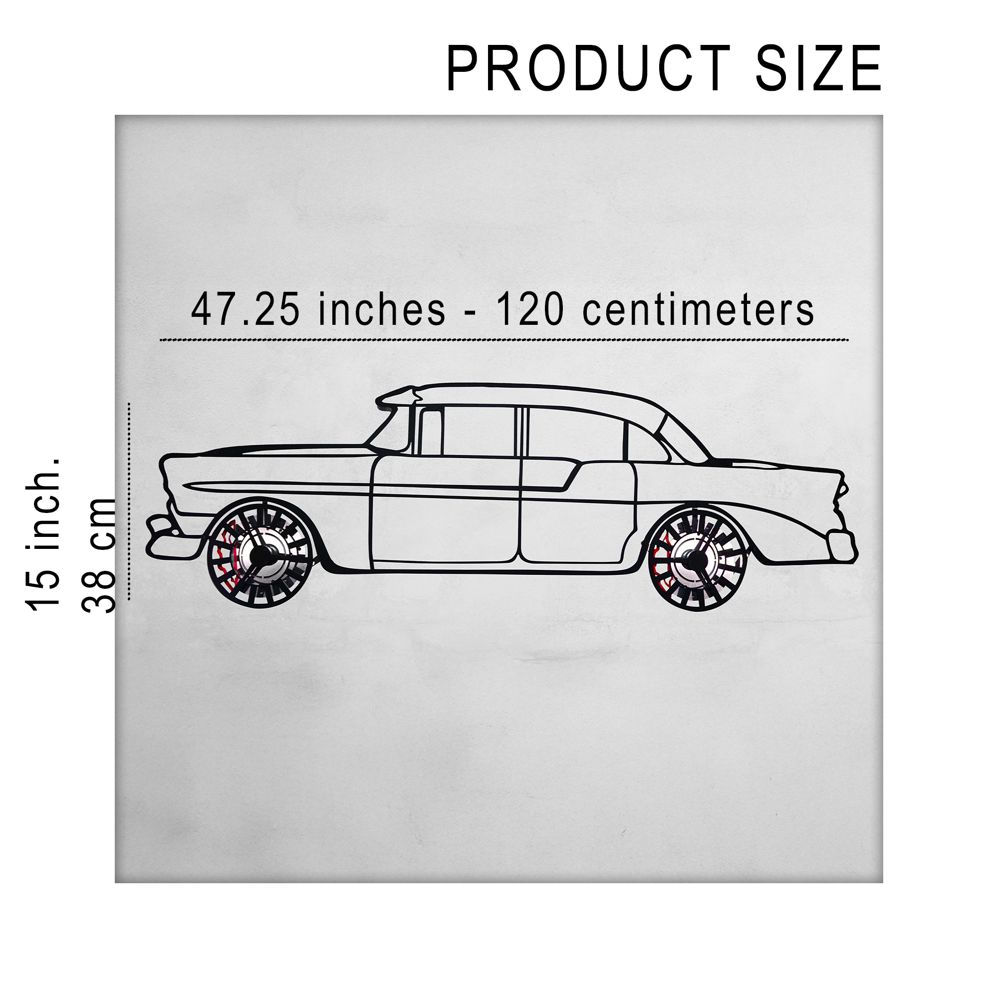 1956 Bel Air Wall Art – Classic Steel Silhouette with Spinning Wheels-KAFMEKA020