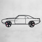 1969 Camaro Wall Art – Classic Steel Silhouette with Spinning Wheels-KAFMEKA021