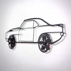 1969 Camaro Wall Art – Classic Steel Silhouette with Spinning Wheels-KAFMEKA021