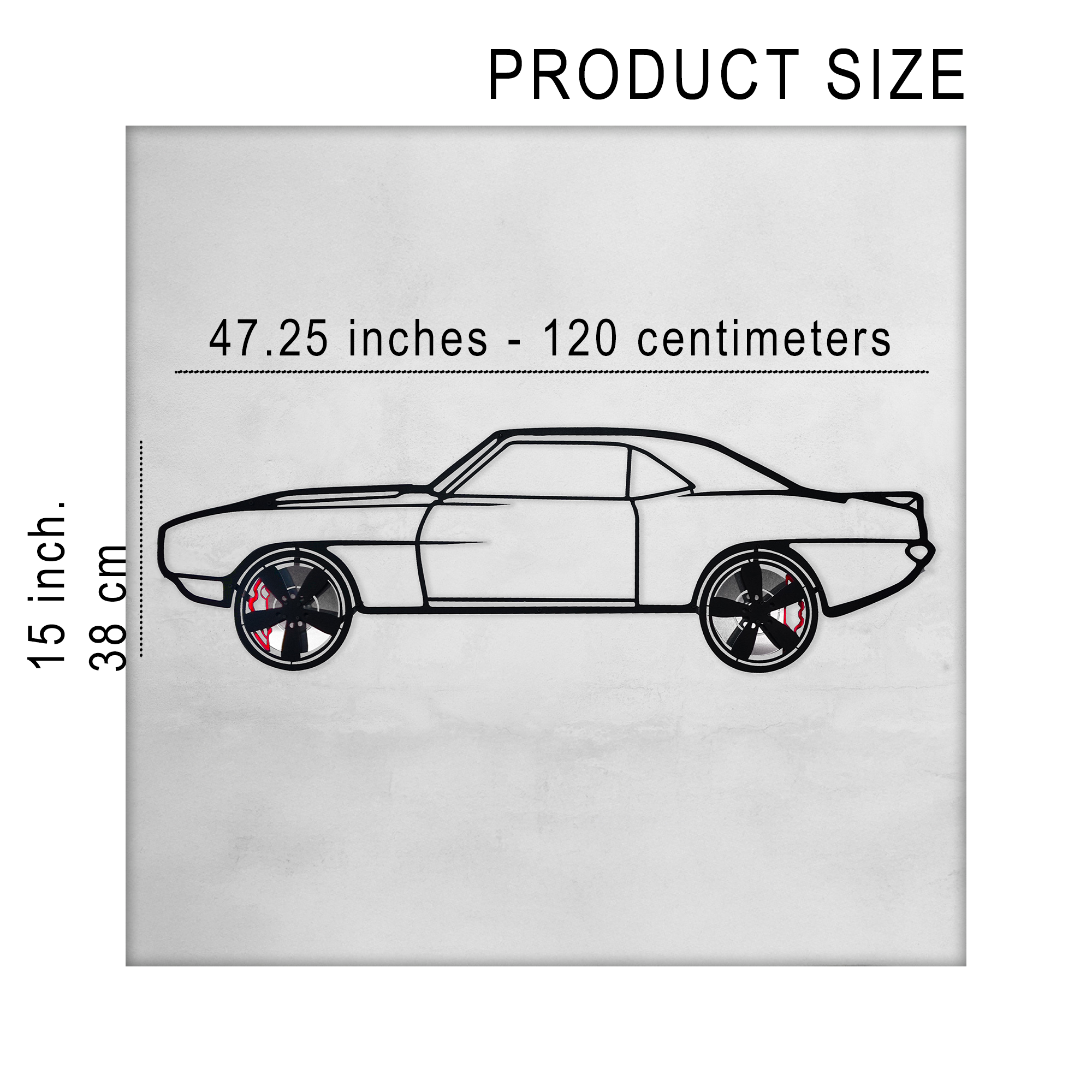 1969 Camaro Wall Art – Classic Steel Silhouette with Spinning Wheels-KAFMEKA021