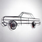 1964 Impala Wall Art – Classic Steel Silhouette with Spinning Wheels-KAFMEKA022