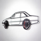 1985 400i Wall Art – Classic Steel Silhouette with Spinning Wheels-KAFMEKA024