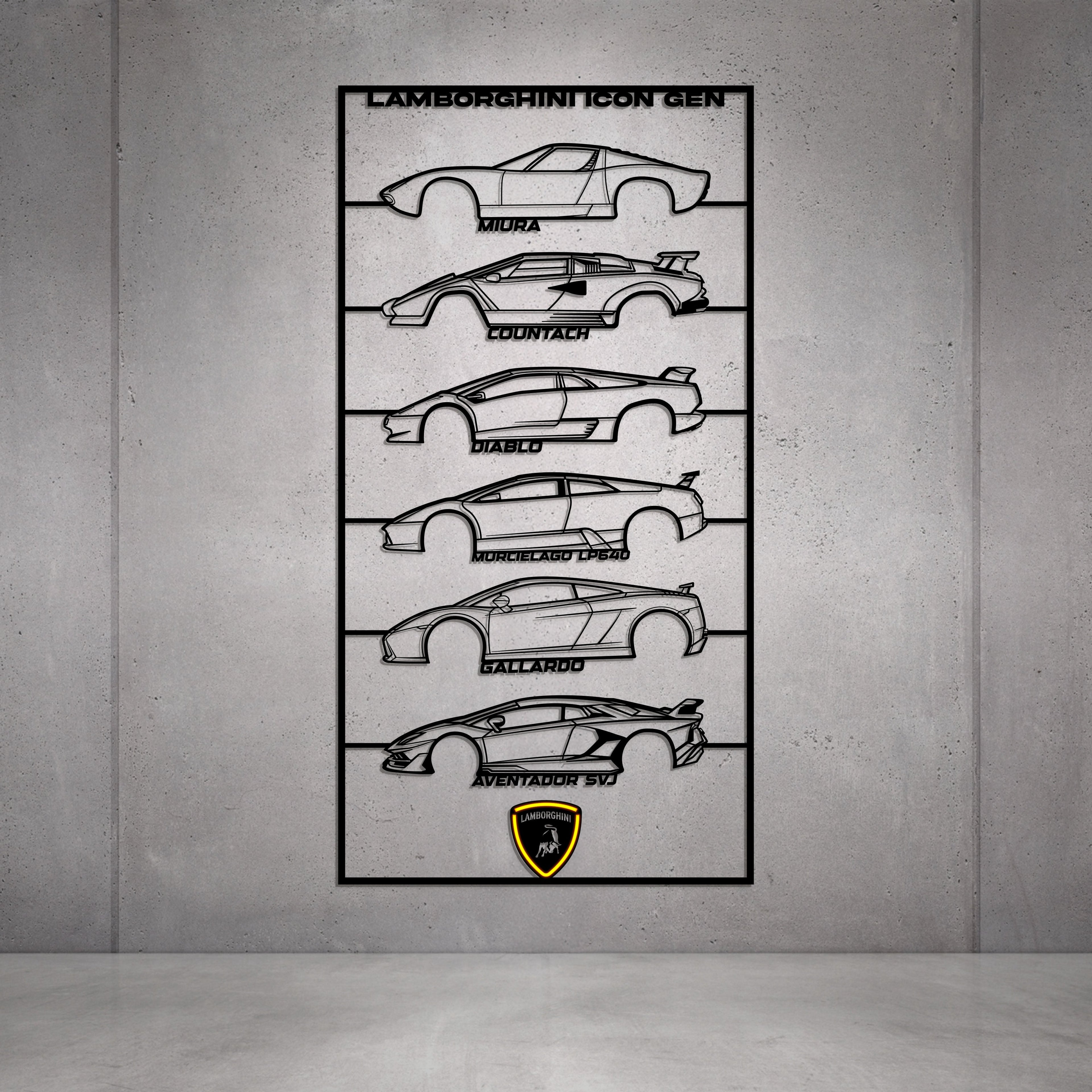Aventador Gen's Metal Neon Car Wall Art - MTN0271