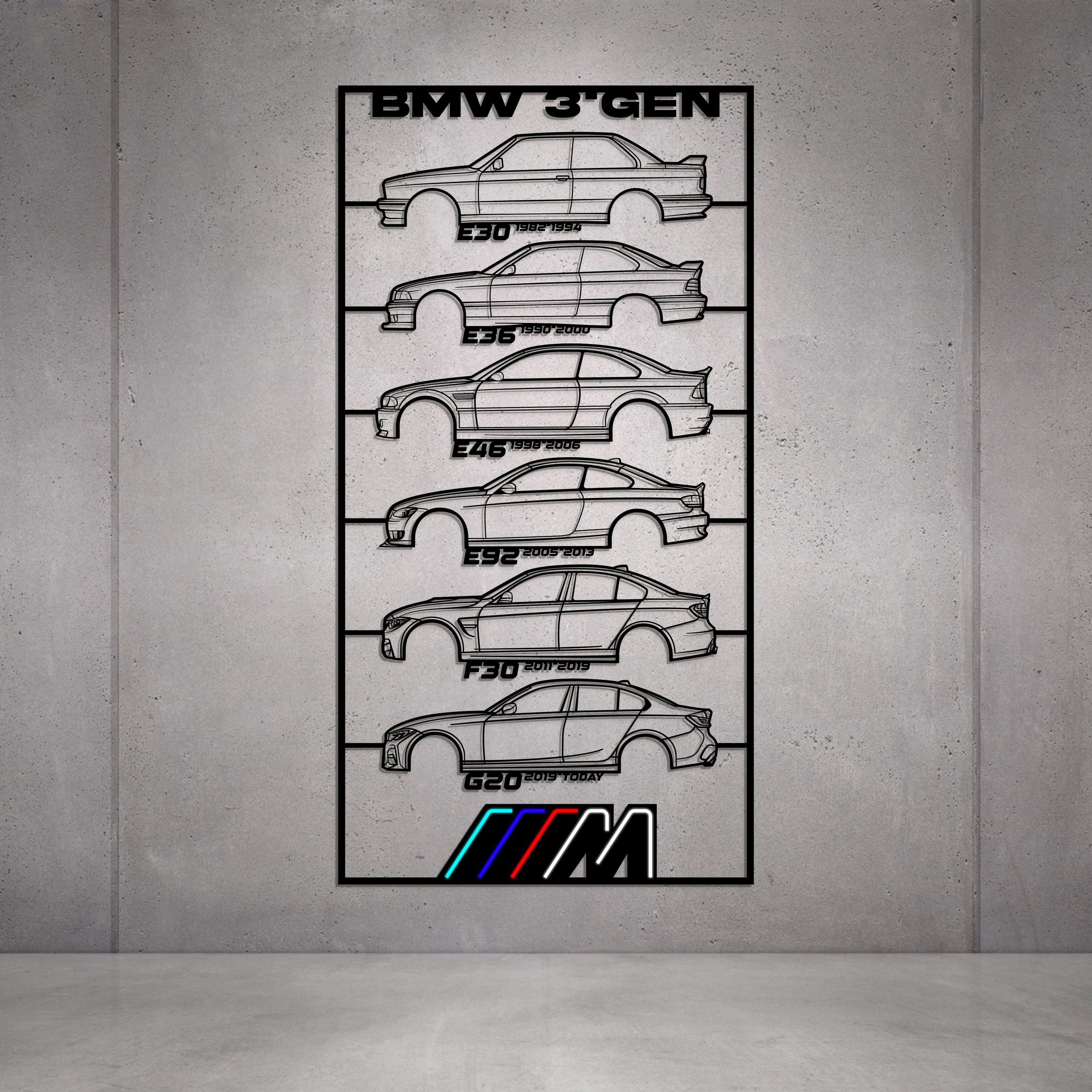 M3 Gen's Metal Neon Car Wall Art - MTN0269