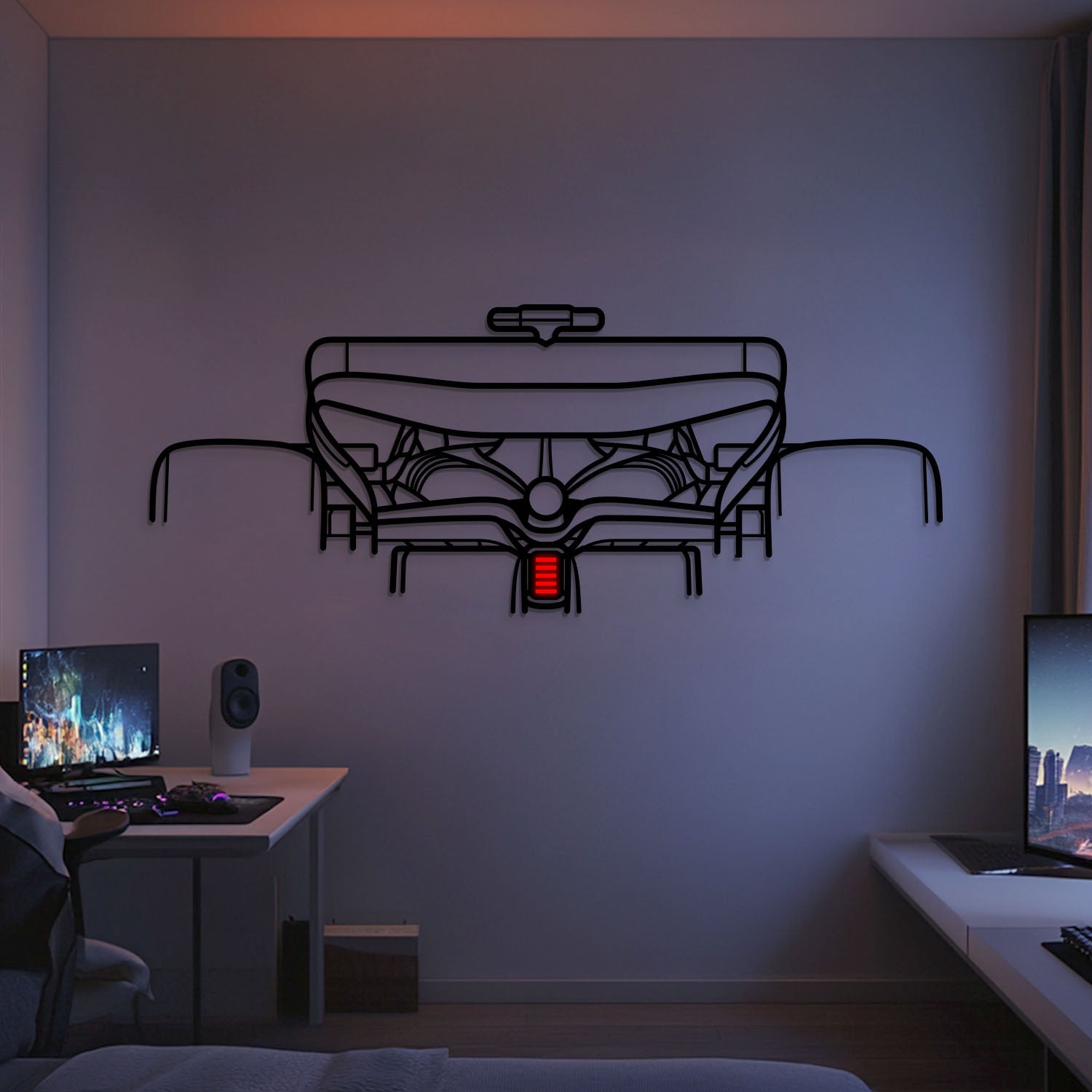 Formula 1 2024 SF-24 Back View Metal Neon Car Wall Art - MTN0282