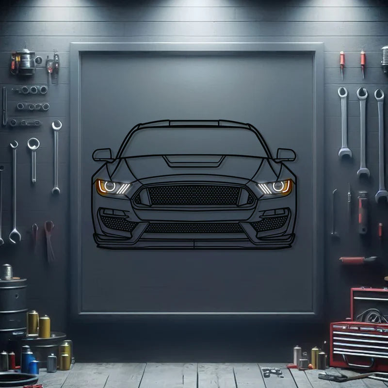 2017 Mustang Shelby GT350 Front View Metal Neon Car Wall Art