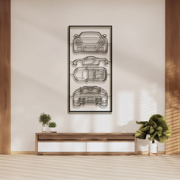 Porsche Carrera GT (2003) — Quad Profile Metal Wall Art