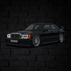 190E Perspective Neon Car Wall Art - UV0001
