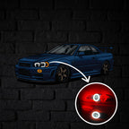 GT-R R-34 Perspective Neon Car Wall Art - UV0009