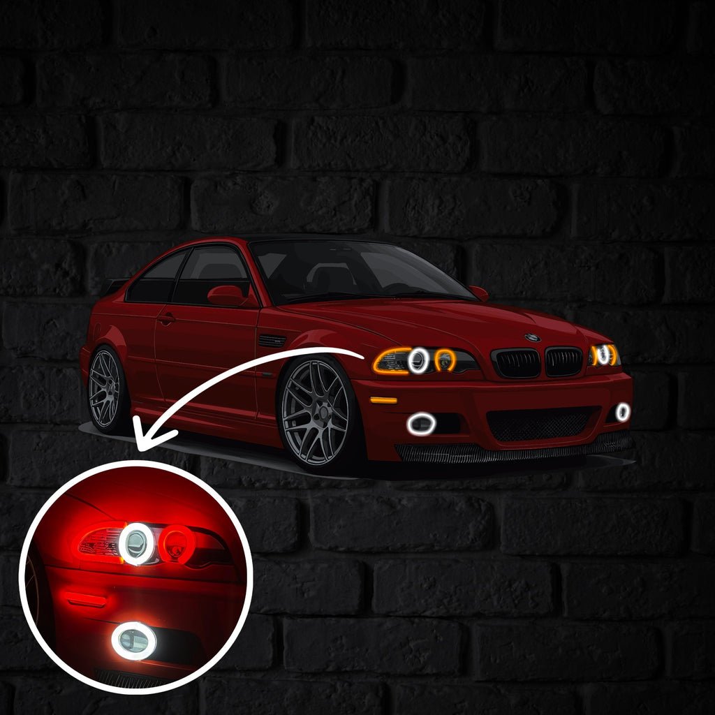 E46 Perspective Neon Car Wall Art - UV0006
