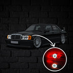 190E Perspective Neon Car Wall Art - UV0001