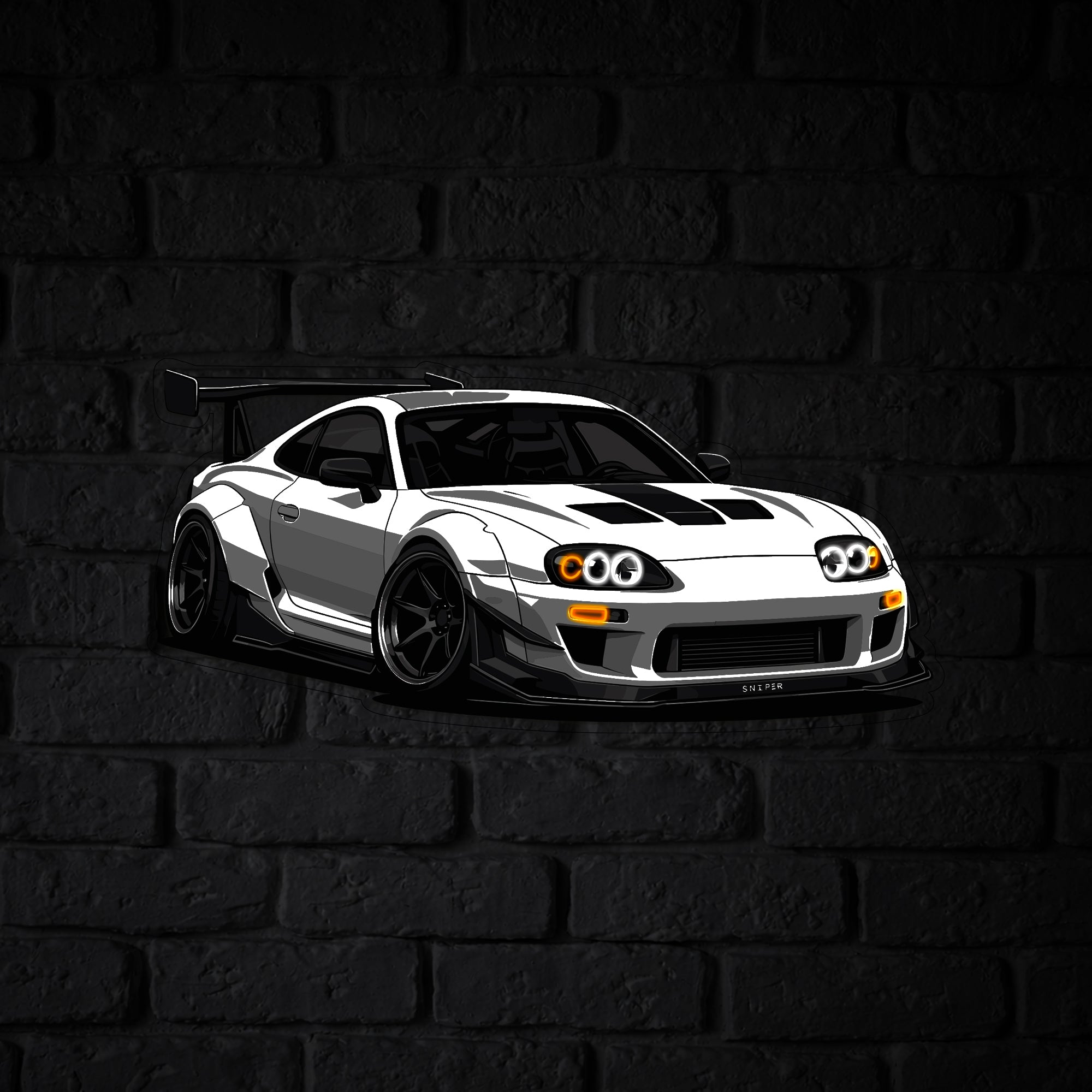 Supra MK4 Perspective Neon Car Wall Art - UV0010